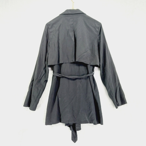 Express Black Belted Rayon Blend Trench Coat P6772 - Picture 5 of 9